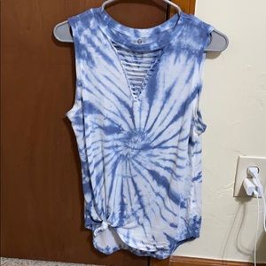 Blue and White Tie-Dye Muscle Tank